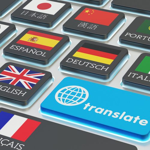 Foreign,Languages,Translation,Concept,,Online,Translator,,Macro,View,Of,Computer